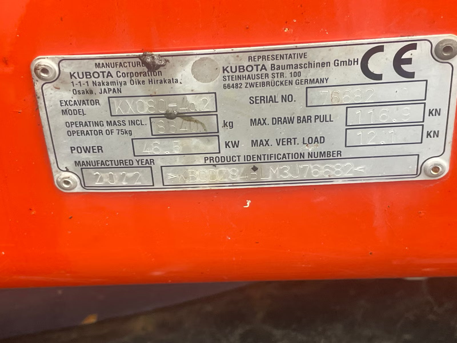 Pelle Kubota KX080-4-2G